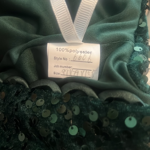 Velvet Spaghetti Straps V Neck Sequin Evening Gown Sparkly Prom Dress size 10_12 - Picture 5 of 5